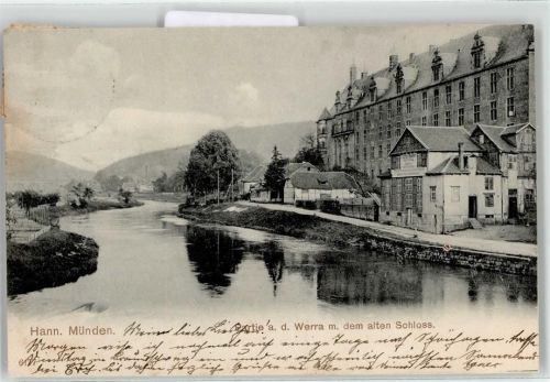 Hann. Münden 1904 Werra mit alten Schloss