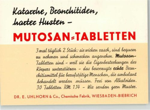 Wiesbaden Medizin Mutosan-Tabletten Chemische Fabrik