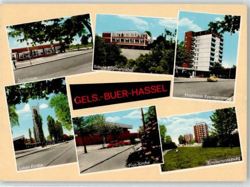 45879 W4650 Buer - Sparkasse Lukaskirche Piuskirche Timmerbrinksweg Hochhaus Eppmannshof Eppmannsweg Schule