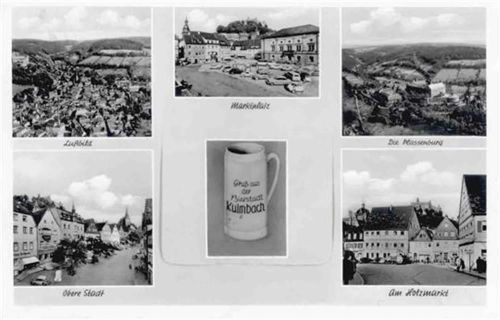 Kulmbach Kulmbach (8650) Leporello Marktplatz, Plassenburg, Holzmarkt, Fliegeraufnahme, Bierkrug I-II