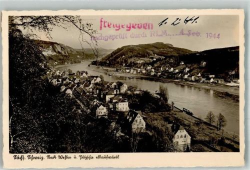 Wehlen Stadt 1944 Zensur freigeg. RLM Sächsische Schweiz