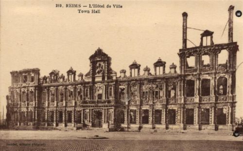 Reims Reims (Frankreich) Mechanik-Karte mit Leporello, Hotel de Ville II (Karte teilt sich)