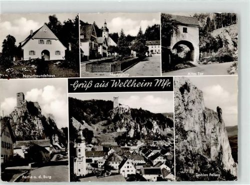 Wellheim Marktplatz Altes Tor Dohlen Felsen Burg auf dem Juraberg