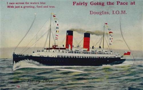 Douglas (Großbritannien) Leporello Dampfschiff I-II (fleckig RS)