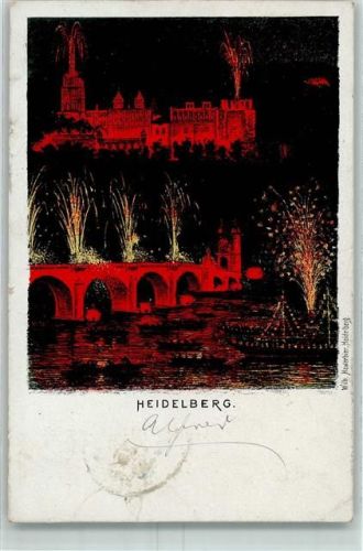 69115 W6900 Heidelberg , Neckar - 1898 Brücke Schloss Feuerwerk