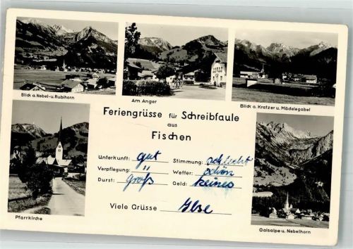 Fischen 1954 Kirche Am Anger Nelb- und Ruibhorn Notopfermarke Berlin