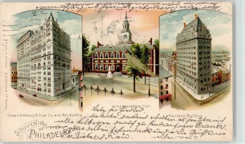 Philadelphia 1901 - Girard Life Annuity Trust Betz Building Independence Hall Harrison