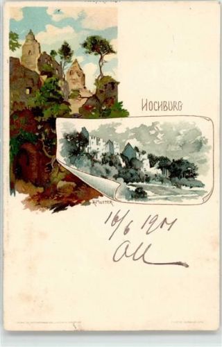 Emmendingen 1901 Hochburg sign. K.Mutter Ruine