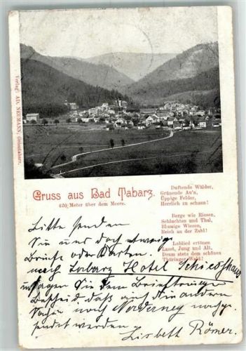 Tabarz 1902 Panorama des Ortes mit Heimatgedicht
