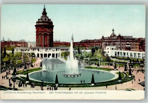 Mannheim Friedrichsplatz grosse Fontaine Ausstellung Kunst und Garten 1907
