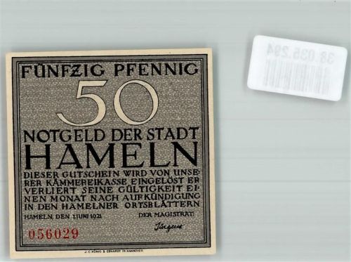 Hameln 1921 50 Pfennig Siebenlinge Gedenkstein