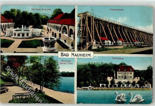 Bad Nauheim 1915 Verlag Ottmar Zieher Teichhaus Gradierwerk Sprudel Herzogin Marien Ruh
