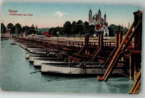 Speyer 1918 Schiffbrücke Kirche Dom