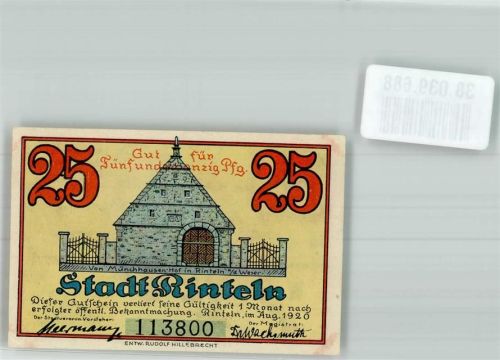 Rinteln 1920 25 Pfennig Münchhausenhof Rückseite Gepflockter Bär