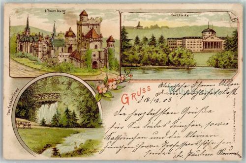 Wilhelmshöhe 1903 Löwenburg Schloss Teufelsbrücke