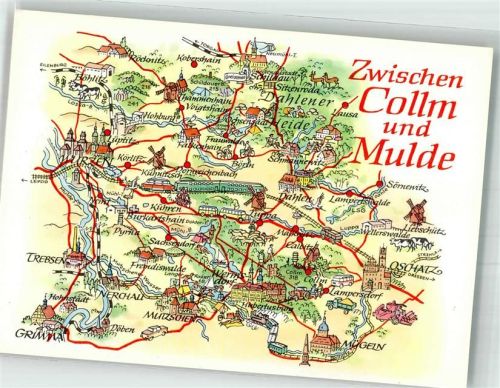 Trebsen Landkarte zwischen Collm und Mulde
