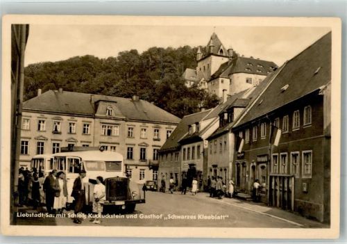 Liebstadt Omnibus Schloss Kuckuckstein Gasthaus Schwarzes Kleeblatt Foto AK