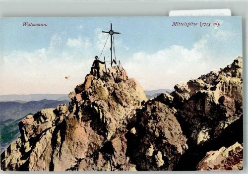 Berchtesgaden Gipfelkreuz Watzmann Photochromiekarte Nr. 5985