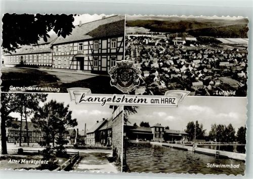 Langelsheim Fliegeraufnahme des Ortes Gemeindeverwaltung Alter Marktplatz Schwimmbad