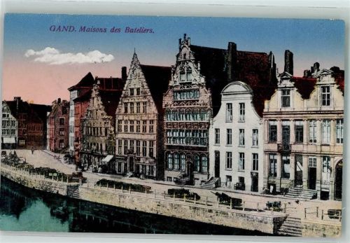 Gand 1917 Maisons des Bateliers Feldpost
