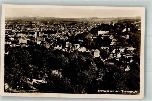 Bielefeld 1937 Panorama der Stadt mit der Sparrenburg