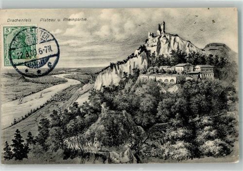 Drachenfels 1909 Burg Plateau Rhein