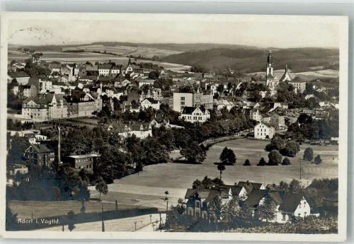 Adorf 1930 Panorama des Ortes mit der St. Michaelis Kirche