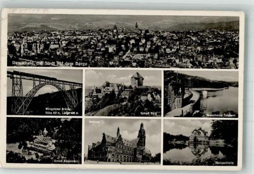 Remscheid 1937 Eisenbahn Müngster Brücke Rathaus Schloss Burg Schloss Küppelstein