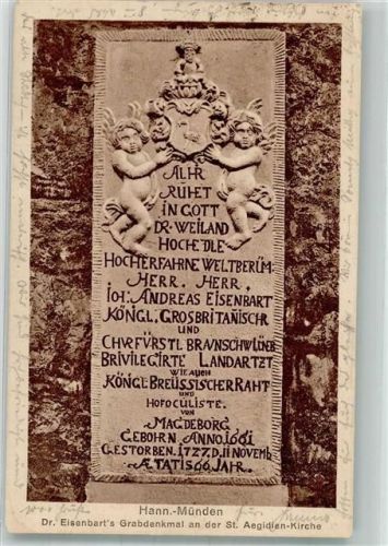 Hann. Münden Dr. Eisenbart's Grabdenkmal an der St. Aegidienkirche