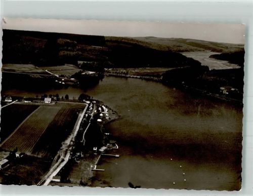 Sorpetalsperre Fliegeraufnahme eines Campingplatzes am See Foto Original aus Archiv eines Ansichtskartenverlags Ort handschriftlich