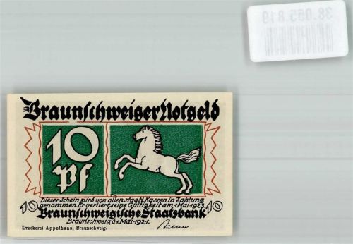 38100 W3300 Braunschweig 1921 - 10 Pfennig