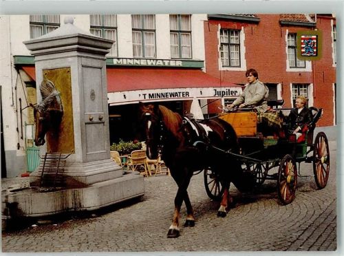 Bruges Denkmal Brunnen Pferdekopf Wijngaardplaats
