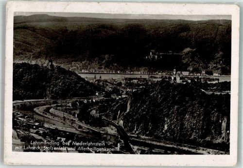Niederlahnstein 1942 mit Burg Lahneck Stolzenfels und Allerheiligenkapelle