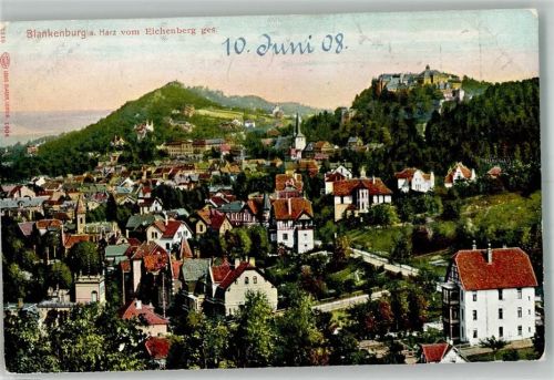 Blankenburg 1906 Panorama des Ortes mit Bergkirche St. Bartholomäus und Welfenschloss Verlag Louis Glaser 3210