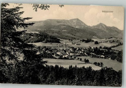 Siegsdorf 1910 Panorama des Ortes mit der Marienkirche Fotograf Werkmeister