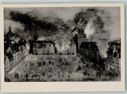 Dresden Altmarkt bei der Beschießung durch Friedrich II am 19. Juli 1760 VEB Volkskunstverlag