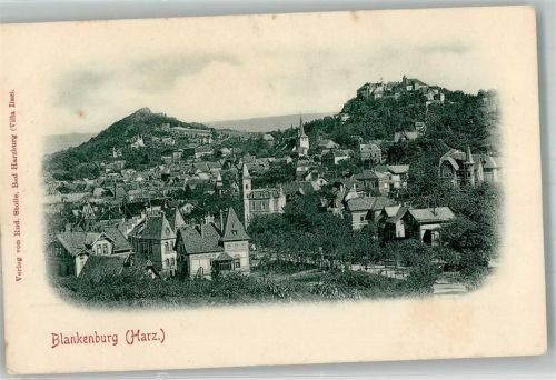 Blankenburg Panorama des Ortes mit Bergkirche St. Bartholomäus und Welfenschloss