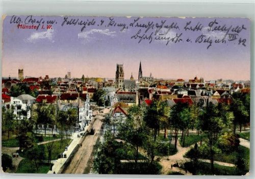Münster 1916 Panorama des Ortes mit Ludgerikirche Verlag Zieher, Ottmar 9476 Feldpost WK I