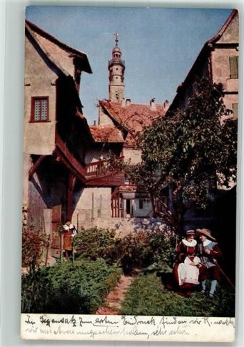 Rothenburg 1912 Hildenbrand Hans um 1910 - 25 Hof in d. Marien Apotheke Novitas No. 1007