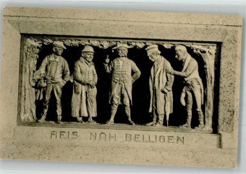 Stavenhagen Reliefbild aus Fritz Reuters Werken an seinem Denkmal in Stemhagen 6. Reis nah Belligen Ort lt. Verlag