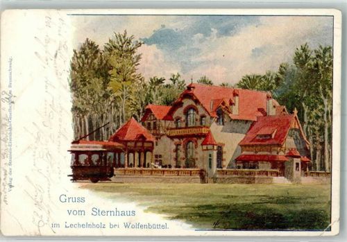 Wolfenbüttel 1898 Gasthaus Sternhaus Straßenbahn Lechelnholz