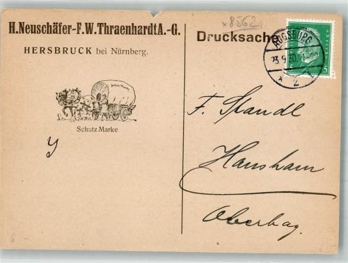 Hersbruck 1930 Handlung Neuschäfer -Thraenhardt AG Besuchsanzeige keine Ak