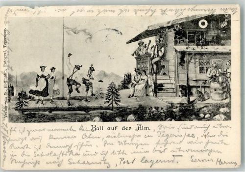 Tegernsee 1902 Tracht Ball auf der Alm Ort lt. Stempel