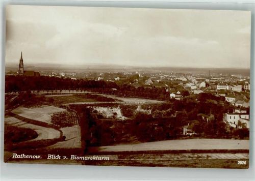 Rathenow Panorama des Ortes mit der Kirche St. Marien und Andreas Verlag Rubin & Co.