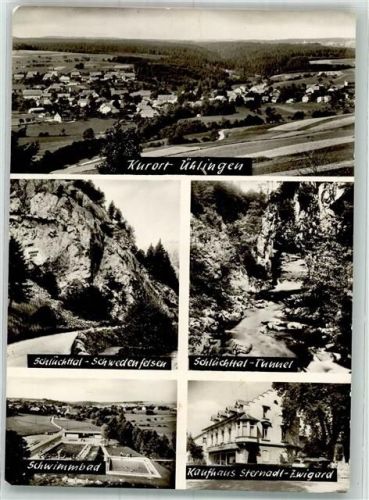 Ühlingen Panorama des Ortes Schlüchttal Schwedenfelsen Tunnel Schwimmbad Geschäft Sternadl-Zwigard