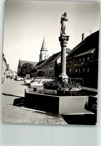Hüfingen Marienbrunnen Teleonzelle VW Käfer Oldtimer Ort handschriftlich Foto Original aus Archiv eines Ansichtskartenverlages