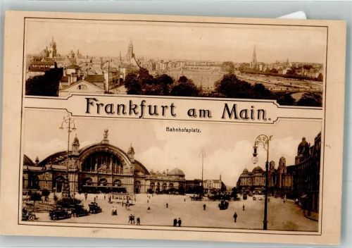 Sachsenhausen Panorama der Stadt mit Hauptbahnhof Straßenbahn Oldtimer