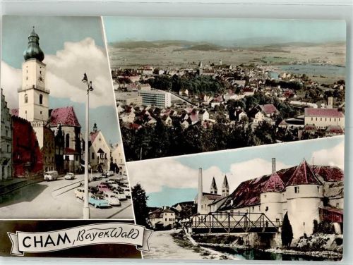 Cham 1965 Kirche Auto Fliegeraufnahme 10 Jahre Verein der Briefmarkenfreunde
