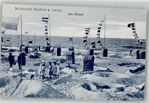 Norddorf 1909 Strandleben mit Strandkörben und Wimpeln Verlag Glückstadt & Münden 43983