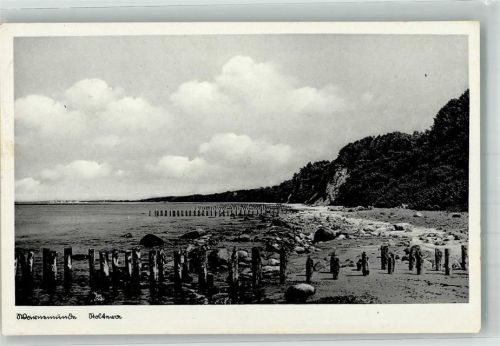 Warnemünde 1938 Findlinge am Strand unterhalb der Steilküste